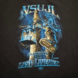 IBEW NSUJL Climbing for Lost linemen T shirt Mens 2XL Short sleeve Union Made